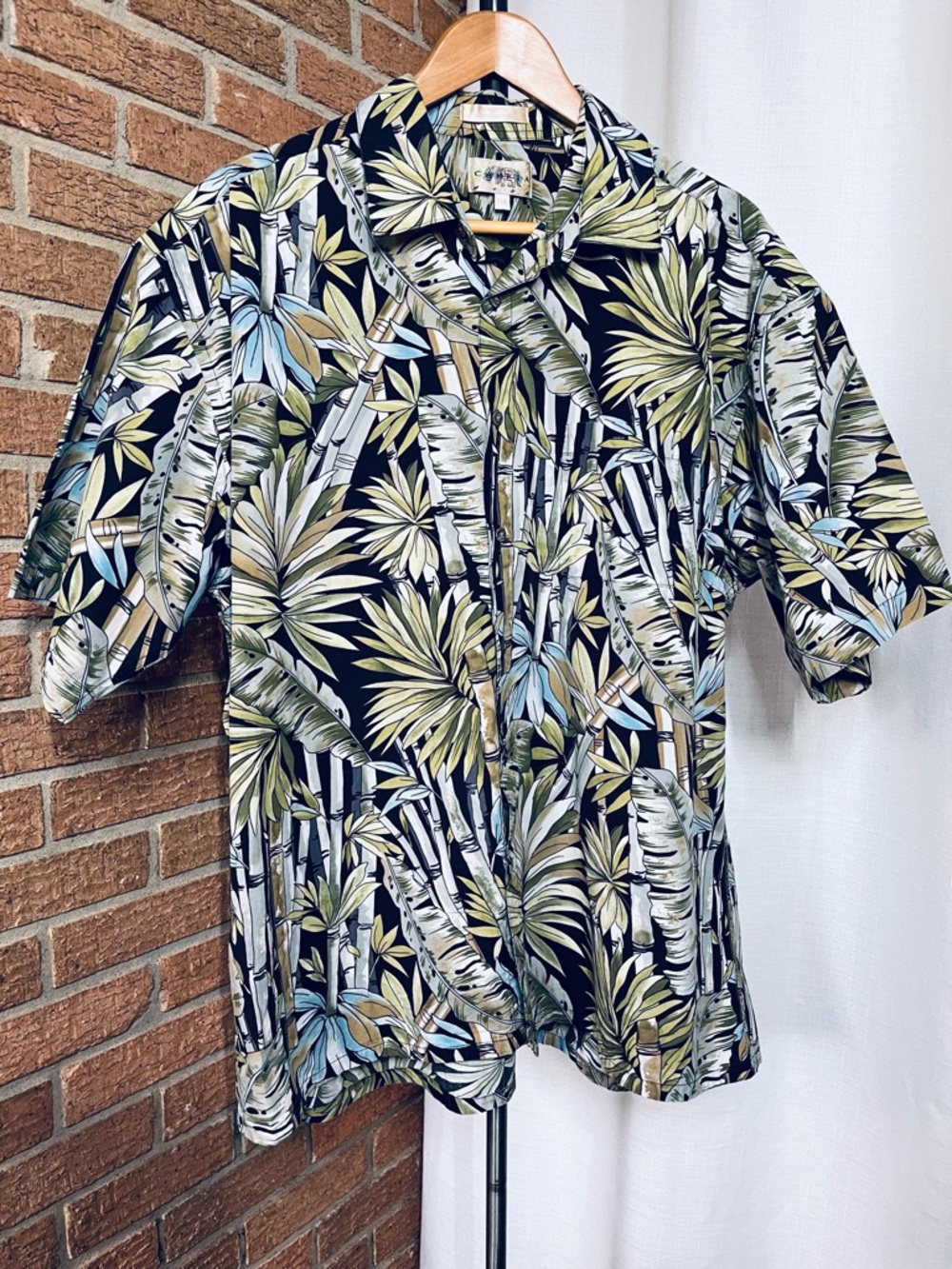Campia Hawaii Aloha Shirt XXL Tropical Bamboo Palm Button Up Resort vibe